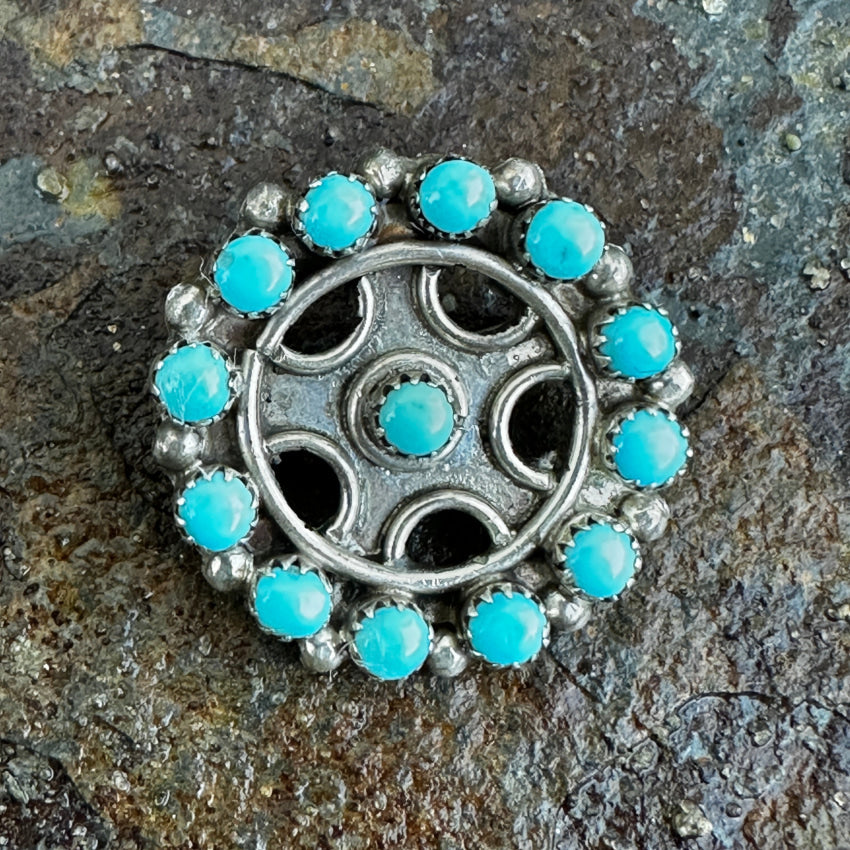 Vintage Native American Zuni Turquoise selling Sterling Pin/Pendant