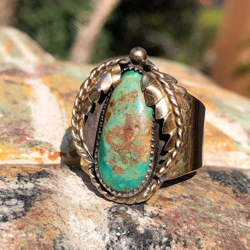 Native American Turquoise/Sterling Ring sz cheapest 10