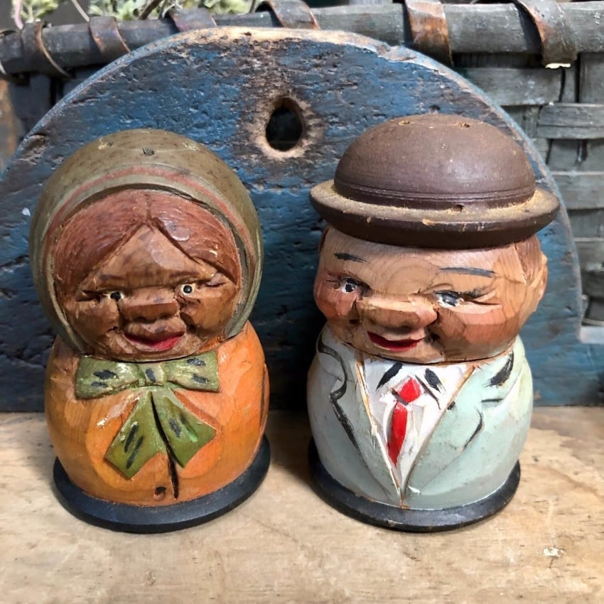 1950's store wooden salt and pepper Shakers