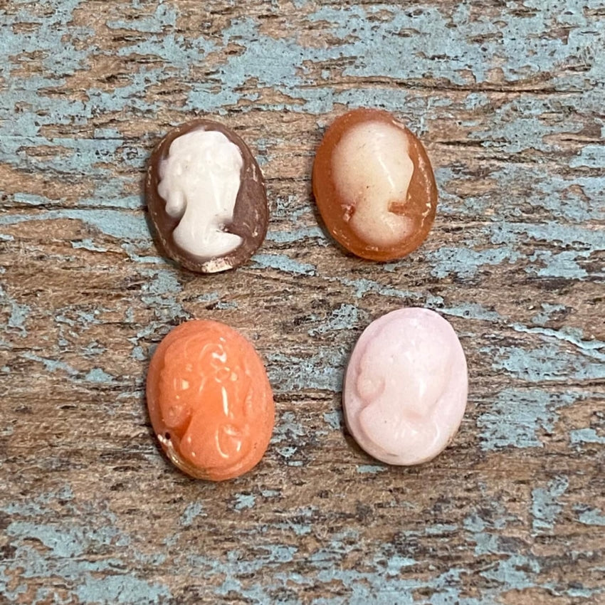 Lot Of 4 Tiny Antique Hand Carved Cameos