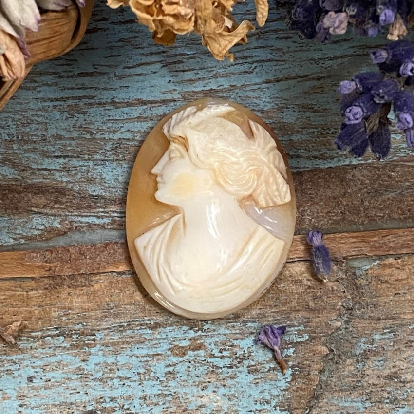Vintage Hand Carved Shell Cameo Italy Unset