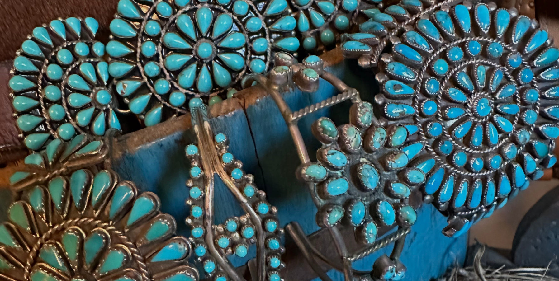 Yourgreatfinds Vintage Navajo Sterling Silver Appliqué Turquoise Belt Buckle