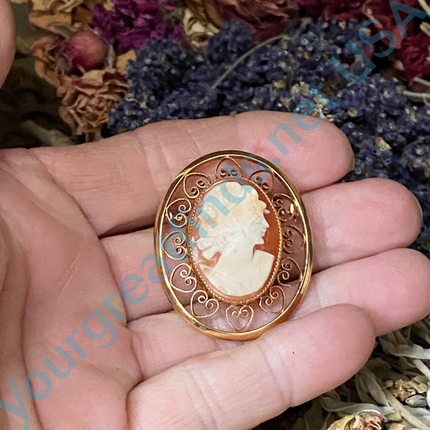 1/20 12K Yellow Gold Filled Carved Shell Cameo Brooch