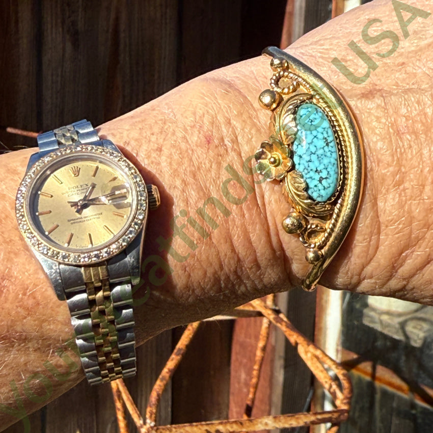 1/20 12Kt Gold Filled Navajo Bracelet No. 8 Turquoise Signed bracelet