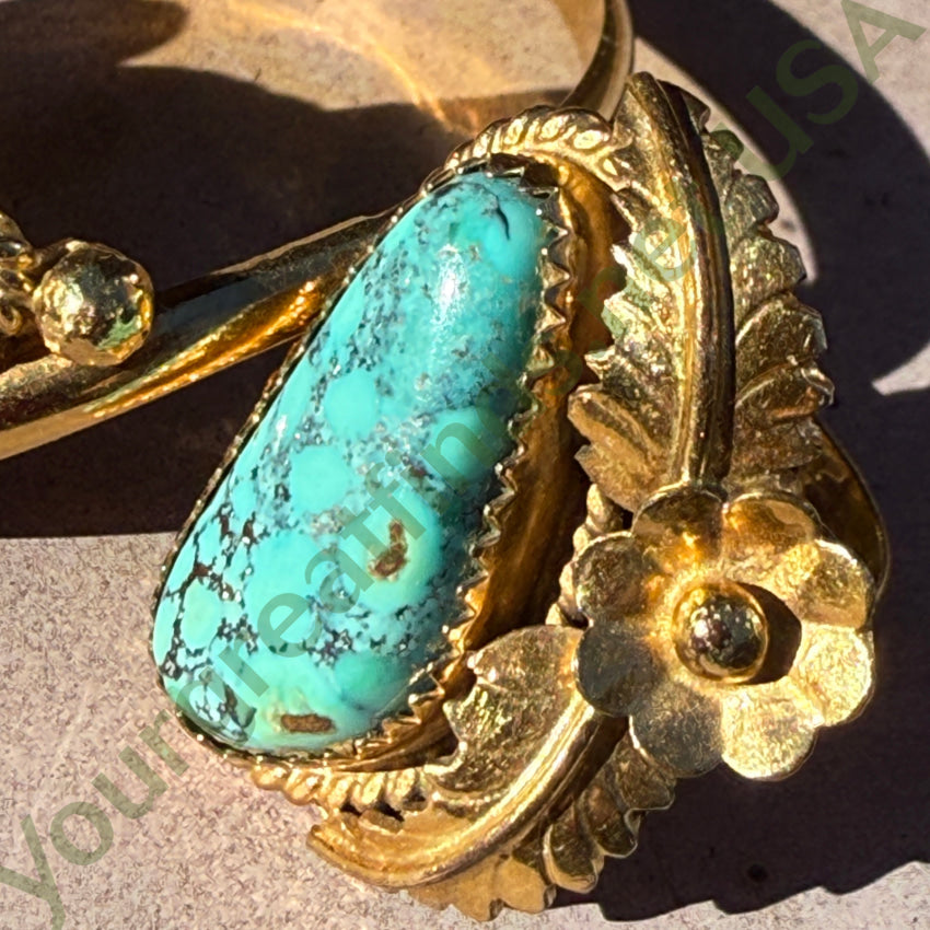 1/20 12Kt Gold Filled Navajo Ring No. 8 Turquoise Signed Size 7 bracelet