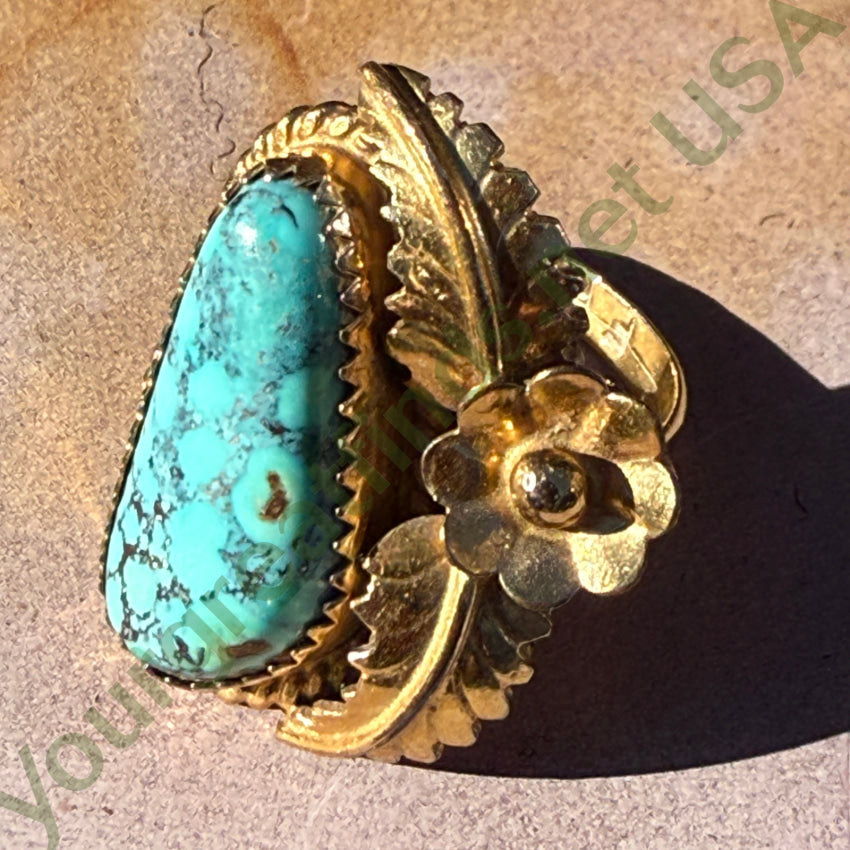 1/20 12Kt Gold Filled Navajo Ring No. 8 Turquoise Signed Size 7 bracelet
