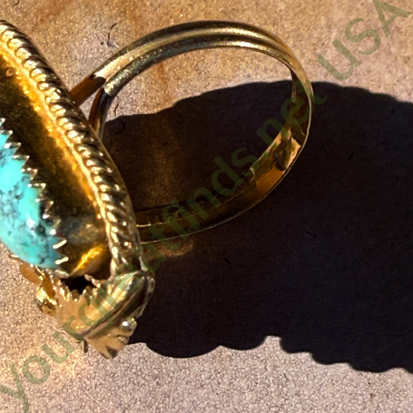 1/20 12Kt Gold Filled Navajo Ring No. 8 Turquoise Signed Size 7 bracelet