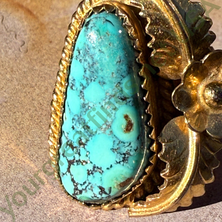 1/20 12Kt Gold Filled Navajo Ring No. 8 Turquoise Signed Size 7 bracelet