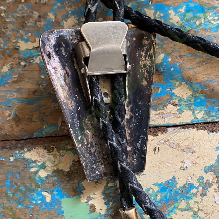 12K Gold Filled Sterling Silver Onyx Navajo Bolo Tie