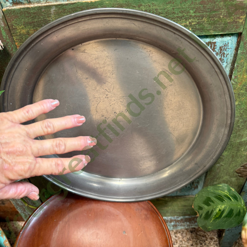 14’’ Pewter Charger Vintage Plate charger