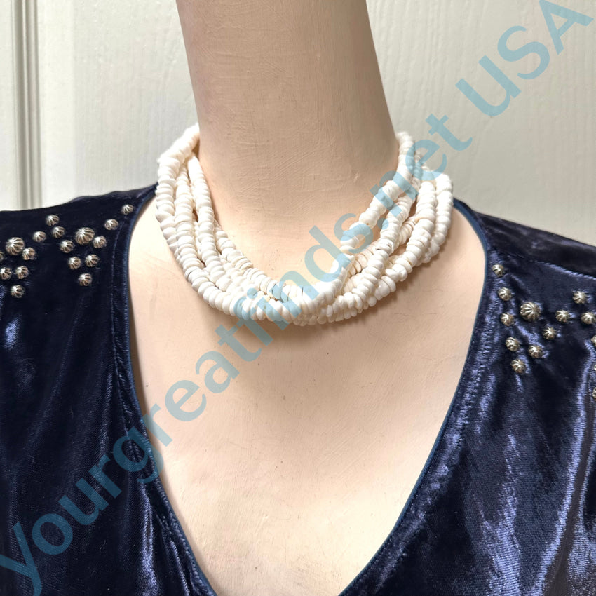 17’’ Long White Tumbled Cone Shell Surfer Necklace Not Puka Necklace