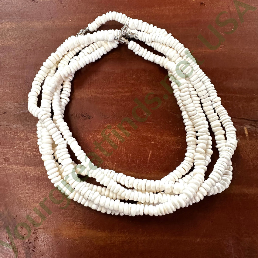 17’’ Long White Tumbled Cone Shell Surfer Necklace Not Puka Necklace