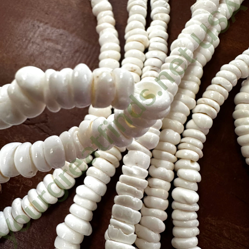 17’’ Long White Tumbled Cone Shell Surfer Necklace Not Puka Necklace