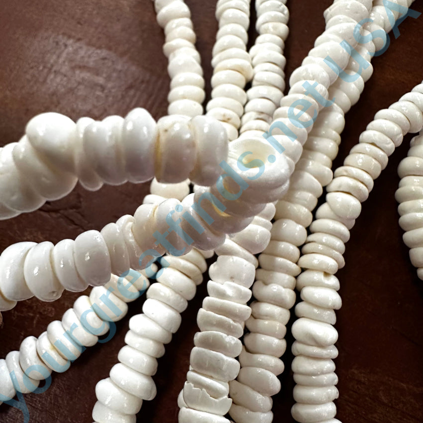 17’’ Long White Tumbled Cone Shell Surfer Necklace Not Puka Necklace