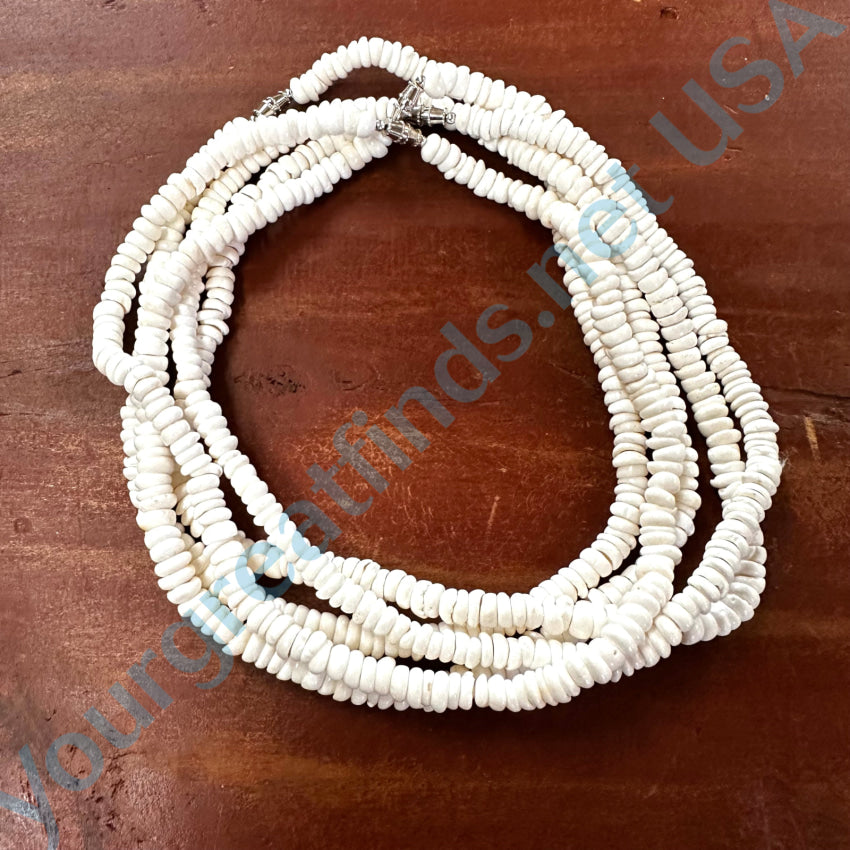 17’’ Long White Tumbled Cone Shell Surfer Necklace Not Puka Necklace