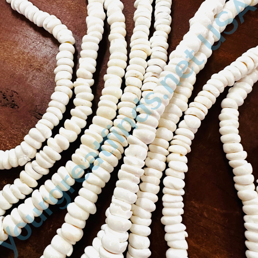 17’’ Long White Tumbled Cone Shell Surfer Necklace Not Puka Necklace