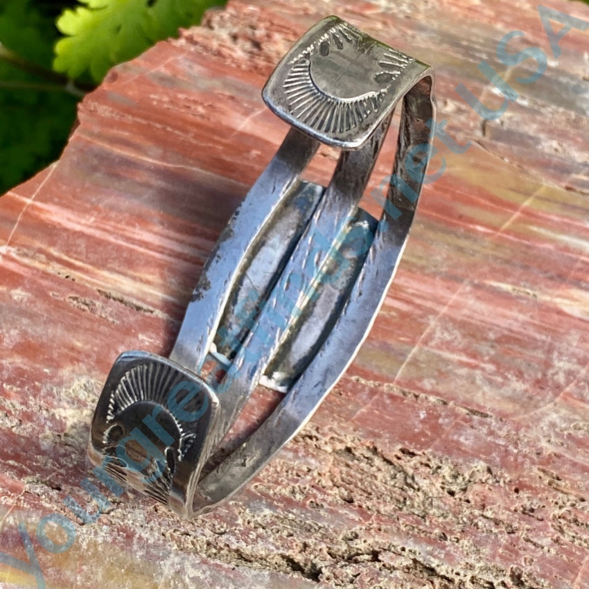 1920S Wrought Silver Navajo Bracelet Petrified Wood