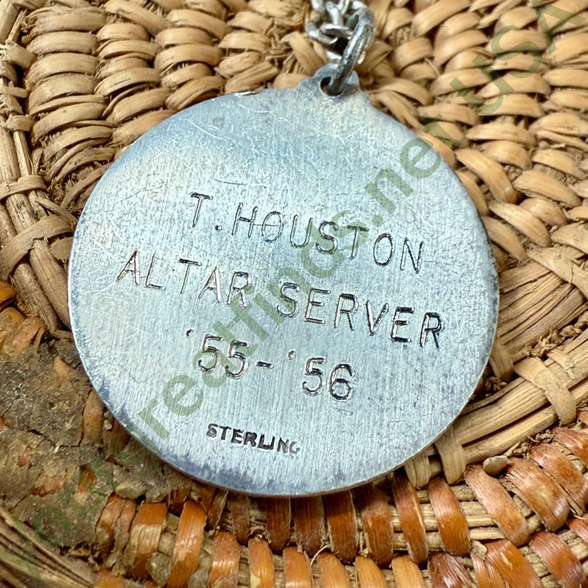 1950s Sterling Silver Sweet Heart of Mary Necklace necklace