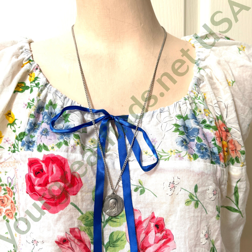 1950s Sterling Silver Sweet Heart of Mary Necklace necklace