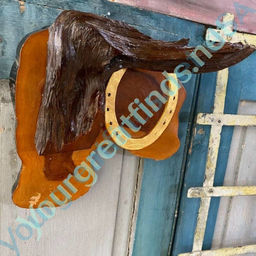 1970s Hippie Wall Hook of Drift Wood and a Horseshoe Yourgreatfinds
