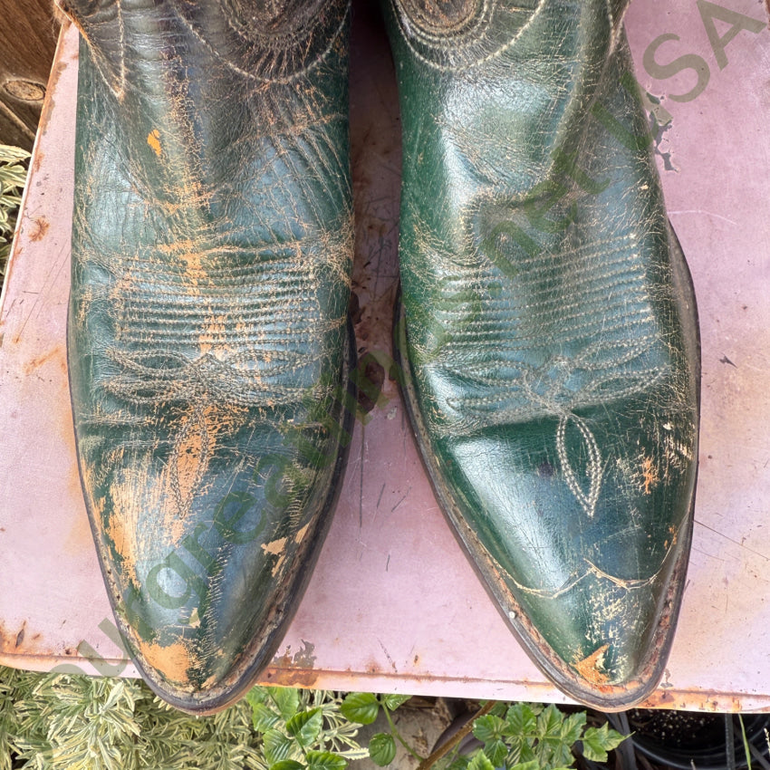 1970s Men’s Laredo Boots Black & Hunter Green 11 western boots