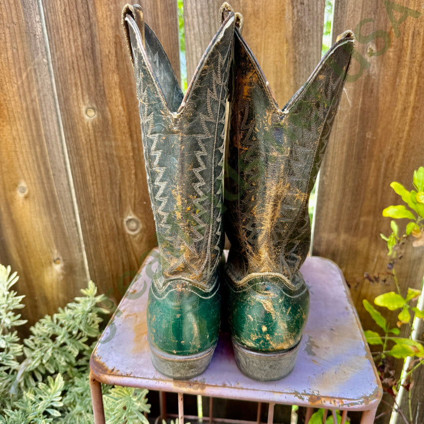 1970s Men’s Laredo Boots Black & Hunter Green 11 western boots