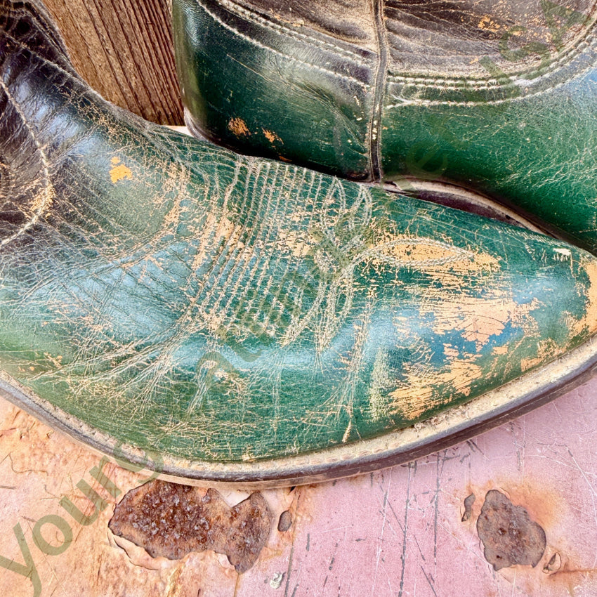 1970s Men’s Laredo Boots Black & Hunter Green 11 western boots