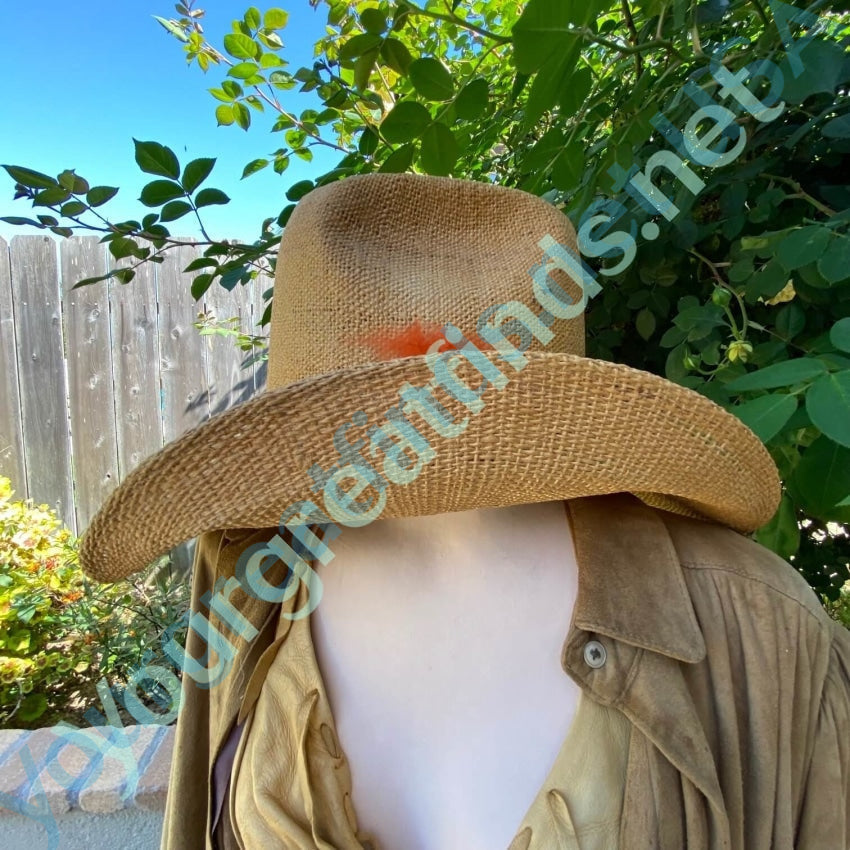 Cowboy Hat Vintage Lightweight Summer store 73/8 tall 4.6