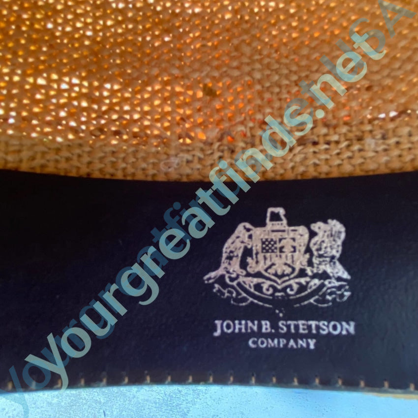 1970s Stetson Tall Crown Straw Western Summer Hat 7 3/8 Yourgreatfinds