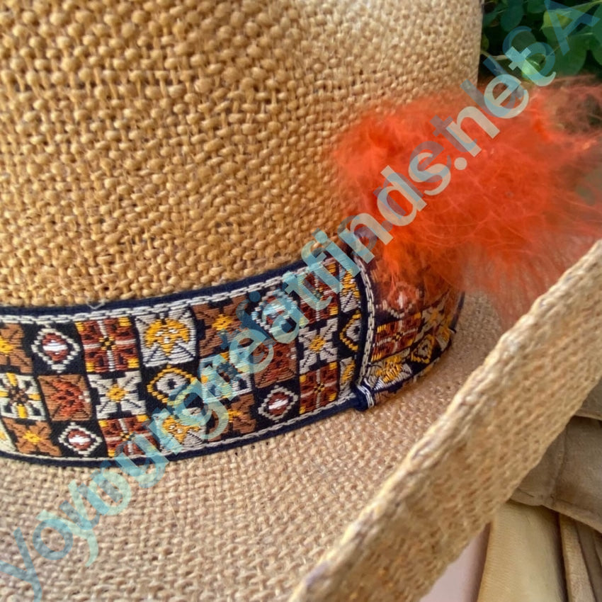 1970s Stetson Tall Crown Straw Western Summer Hat 7 3/8 Yourgreatfinds