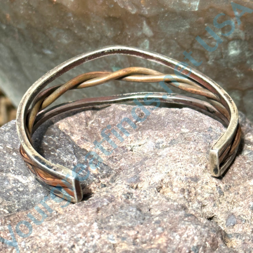 1970S Workshop Cuff Bracelet Sterling Silver Copper