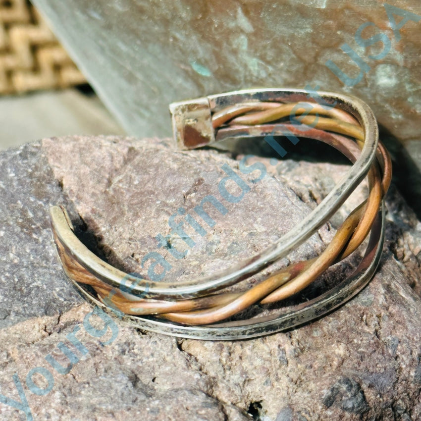 1970S Workshop Cuff Bracelet Sterling Silver Copper