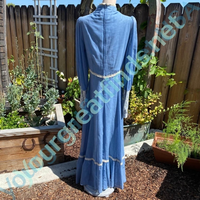 1976 Gunne Sax Sky Blue Organdy Lace Maxi Dress Yourgreatfinds