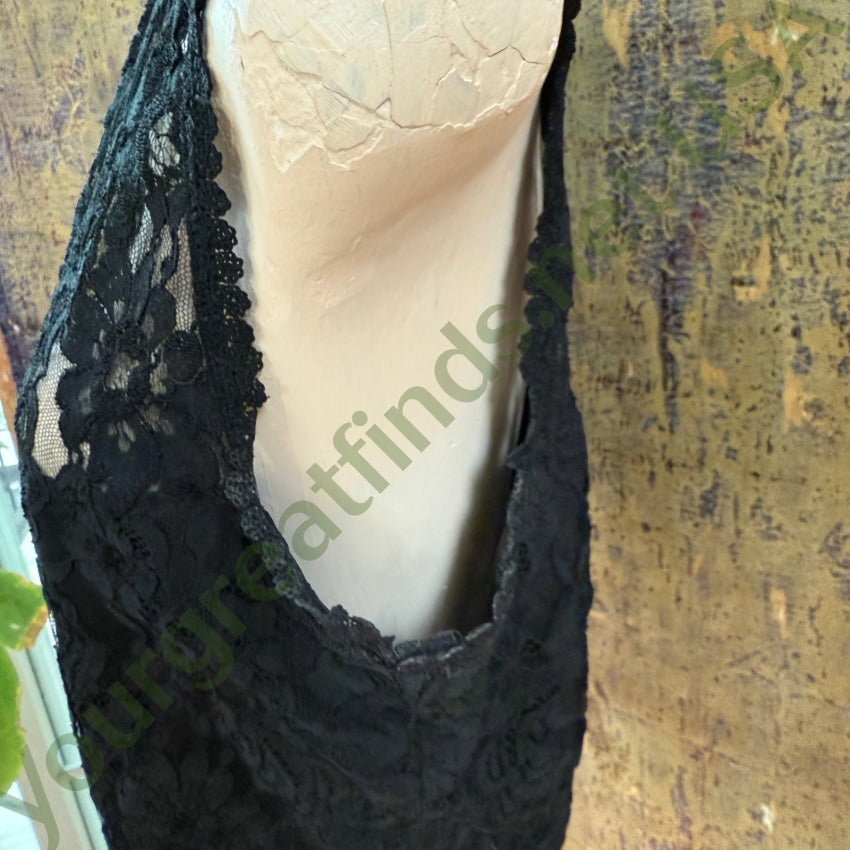 1985 Jessica McClintock Sleeveless Black Lace Blouse S lace top
