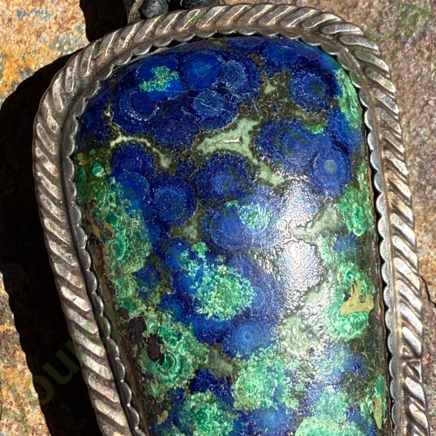 1989 Sterling Silver Azurite Malachite Bolo Tie bolo tie