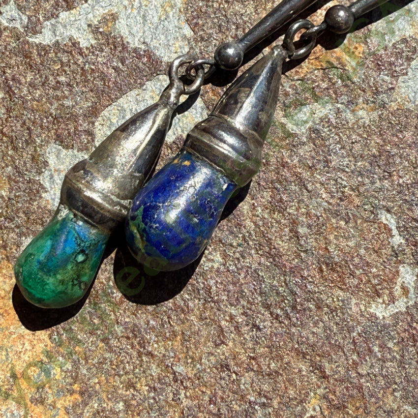 1989 Sterling Silver Azurite Malachite Bolo Tie bolo tie