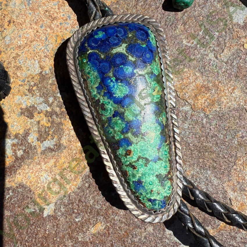 1989 Sterling Silver Azurite Malachite Bolo Tie bolo tie