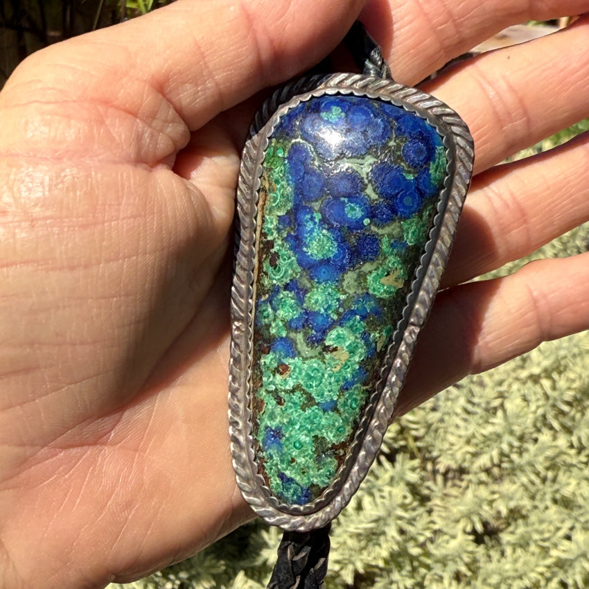 1989 Sterling Silver Azurite Malachite Bolo Tie bolo tie