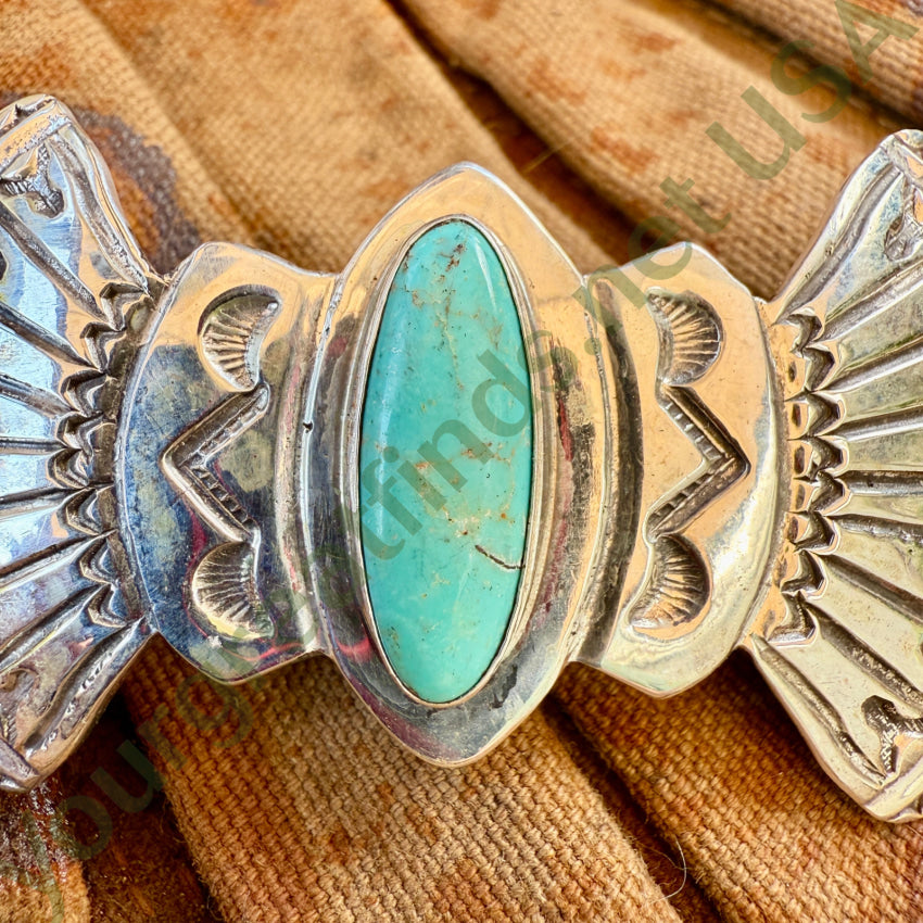 1990s Sterling Silver & Turquoise Hair Barrette Mary Chavez San Felipe hair barrette