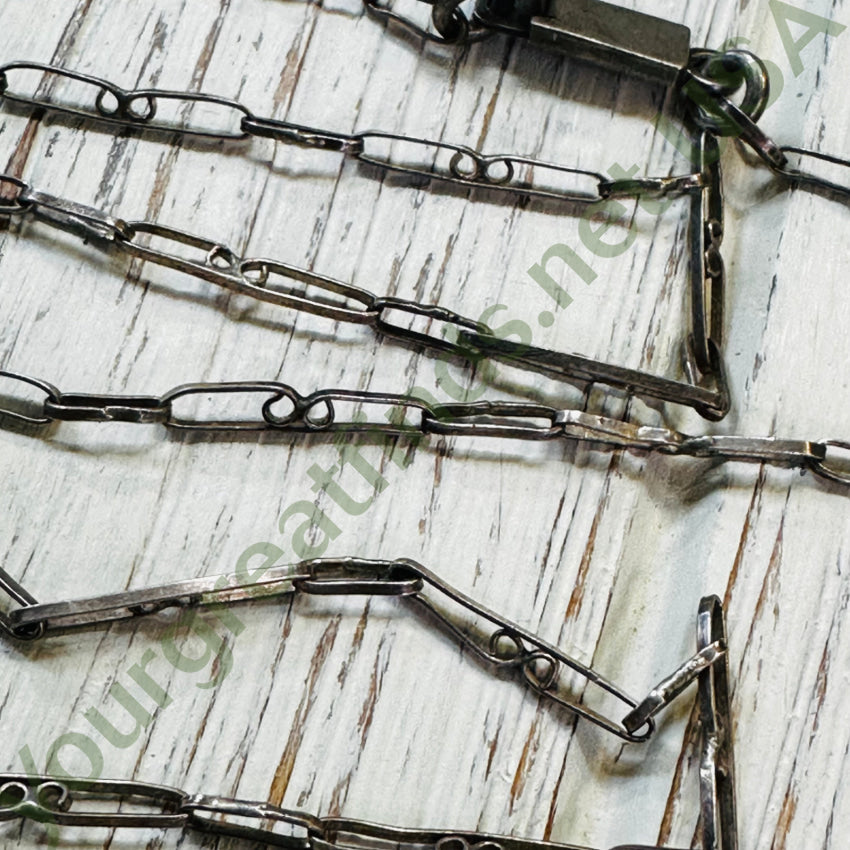 25” Long Sterling Silver Handmade Fancy Chain Necklace Mexico