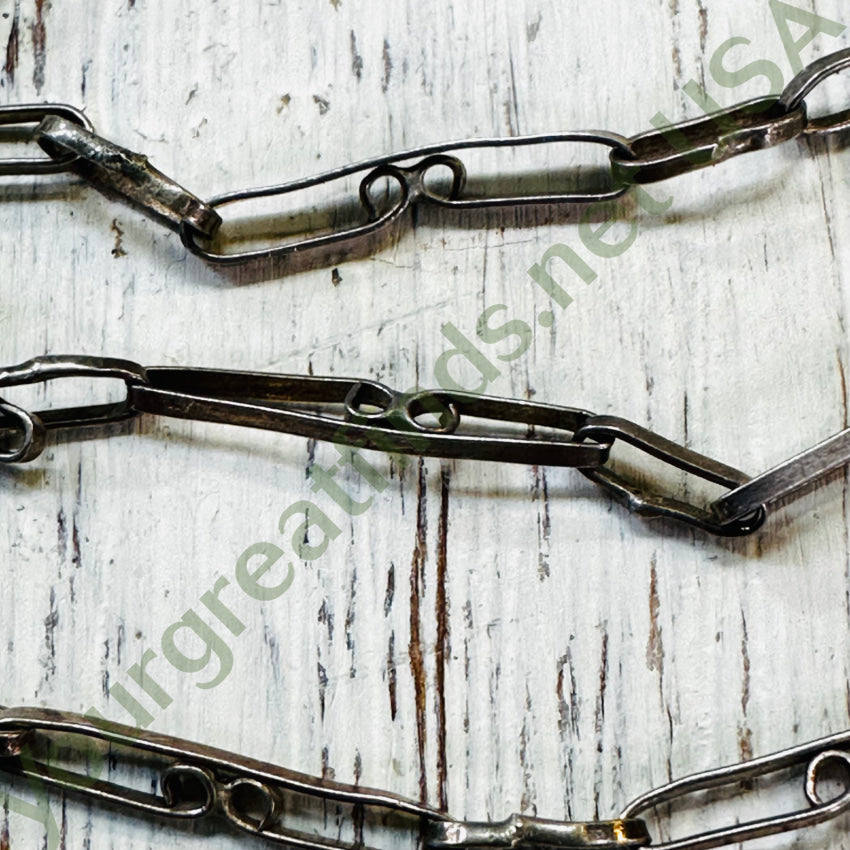 25” Long Sterling Silver Handmade Fancy Chain Necklace Mexico