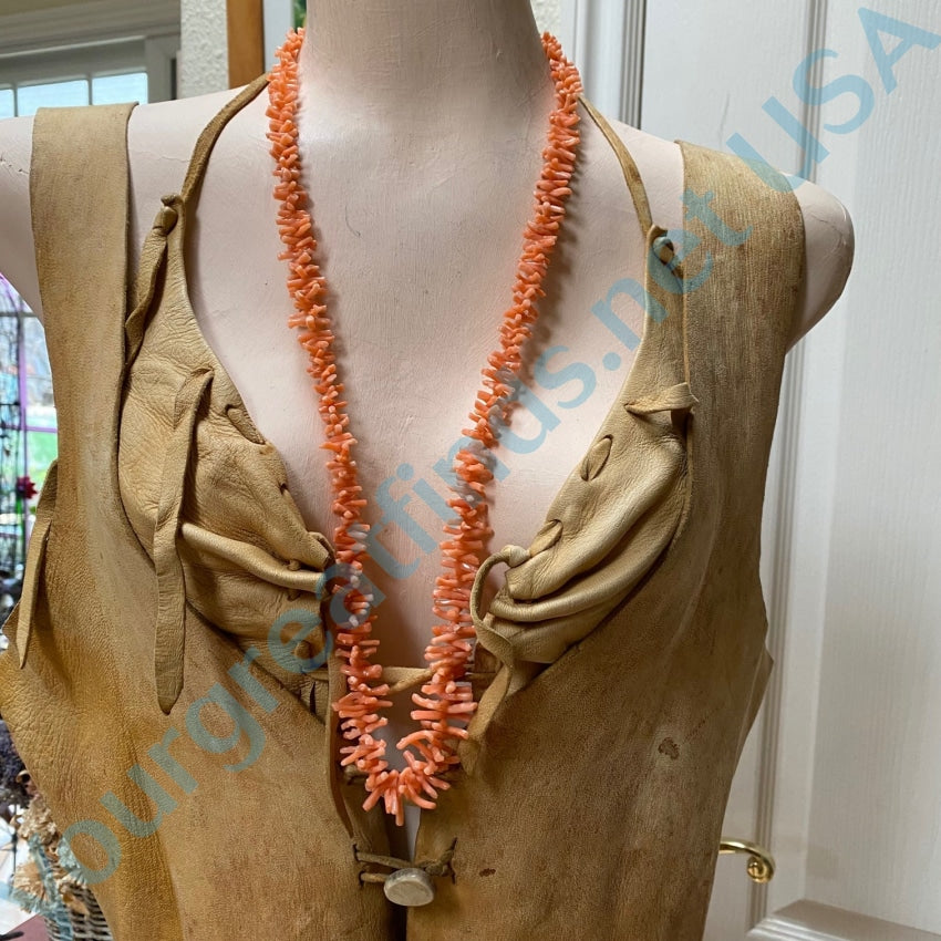 Vintage Angel Skin White Branch Coral Beaded Necklace