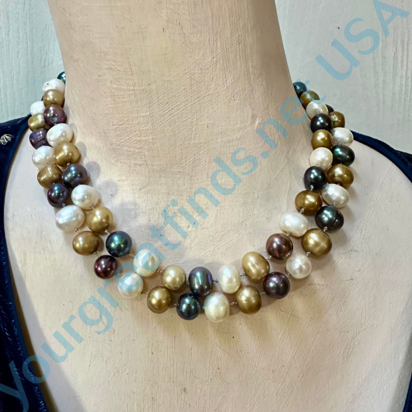 33’’ Hand Knotted Multi-Colored Cultured Freshwater Pearl Necklace Necklace