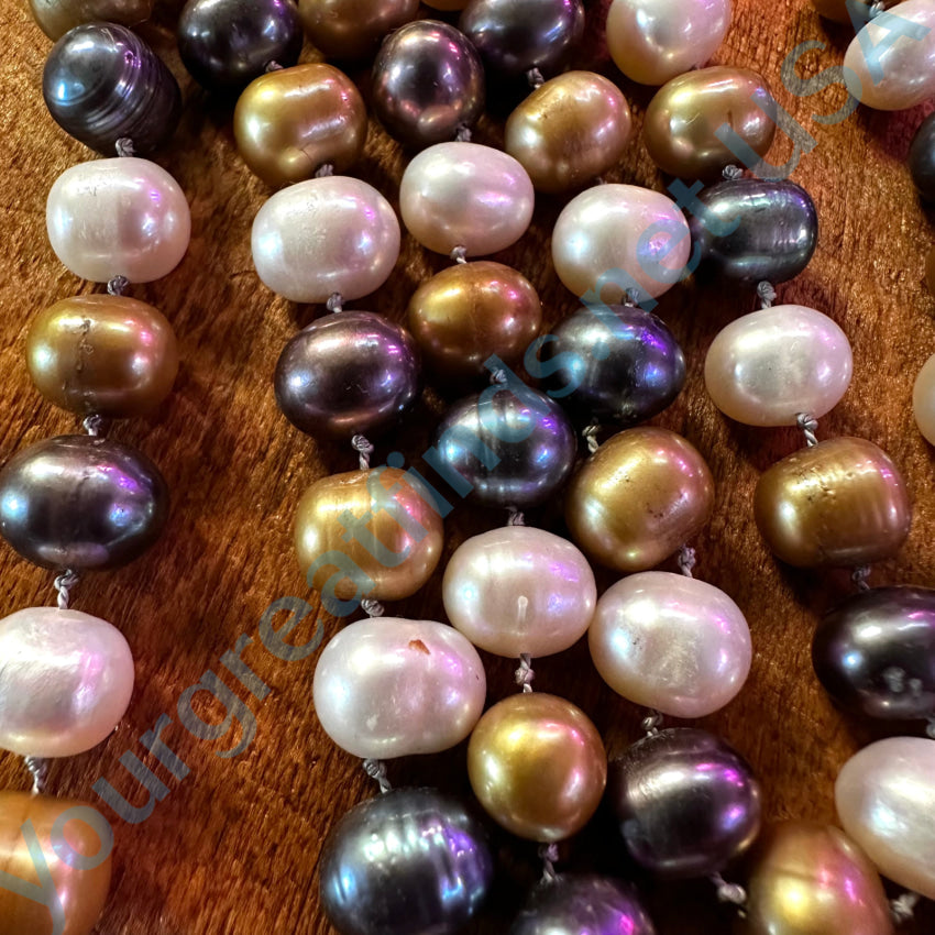 33’’ Hand Knotted Multi-Colored Cultured Freshwater Pearl Necklace Necklace