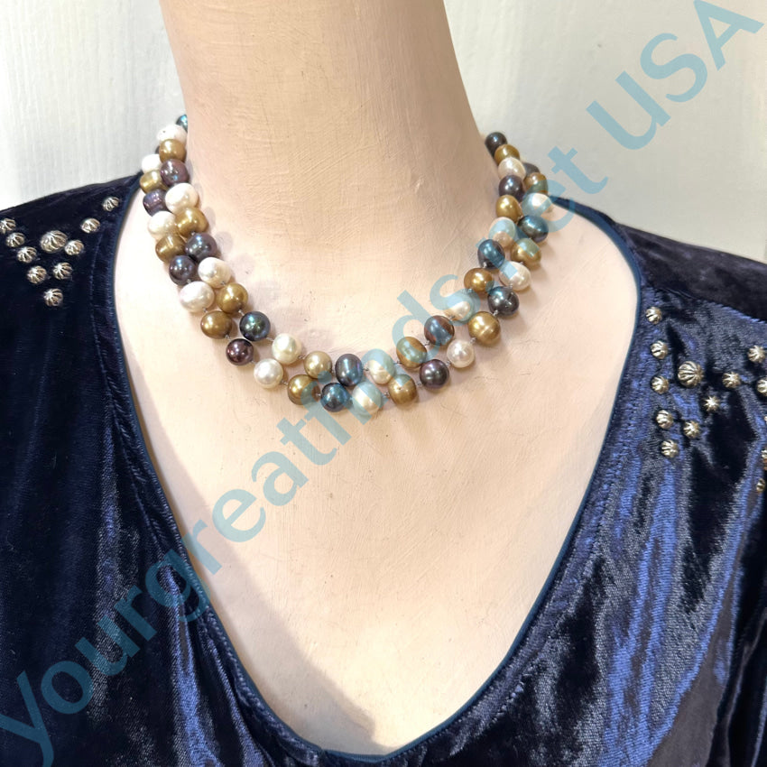 33’’ Hand Knotted Multi-Colored Cultured Freshwater Pearl Necklace Necklace