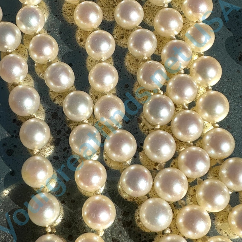 34 Long Hand Knotted 6Mm Cultured Pearl Necklace