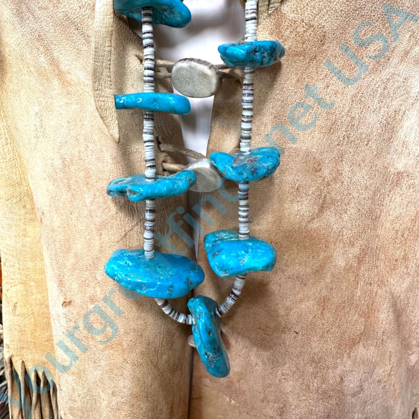 39.5 Long Turquoise Heishi Necklace Vintage Southwestern