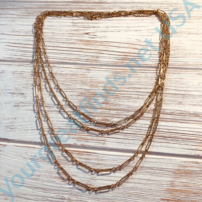 90 Inch Long Gold Over Sterling Silver Vermeil Chain Necklace