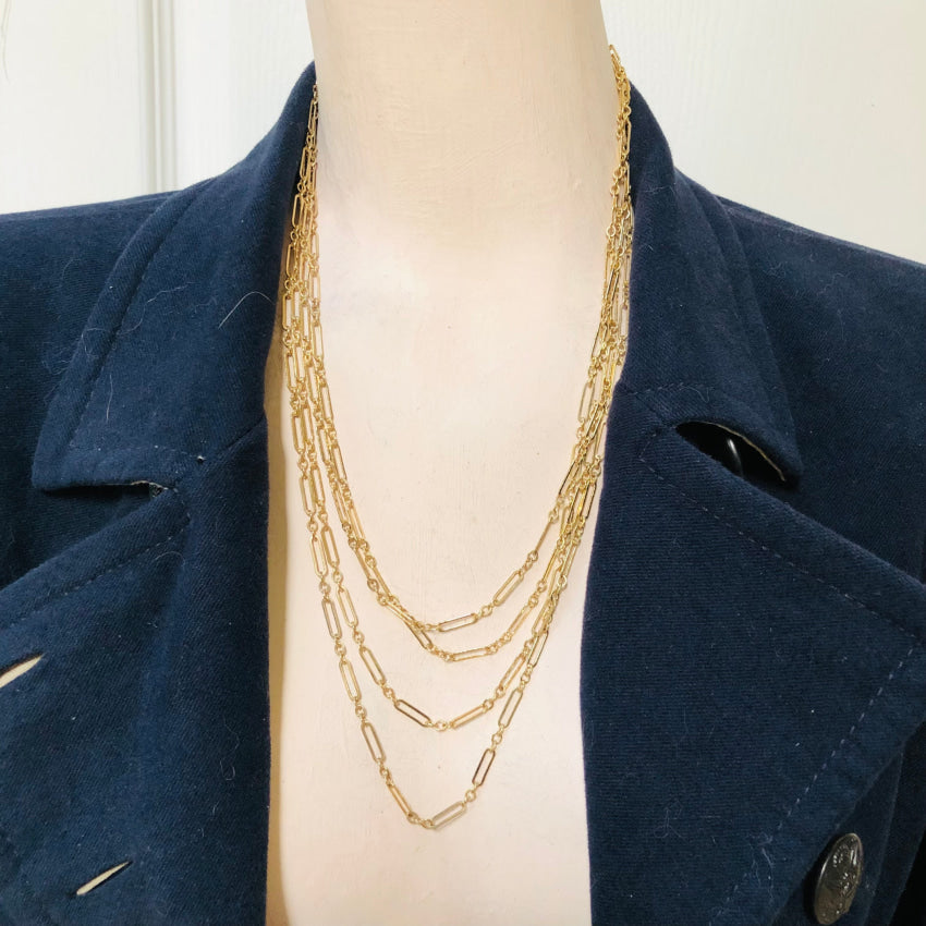 90 Inch Long Gold Over Sterling Silver Vermeil Chain Necklace