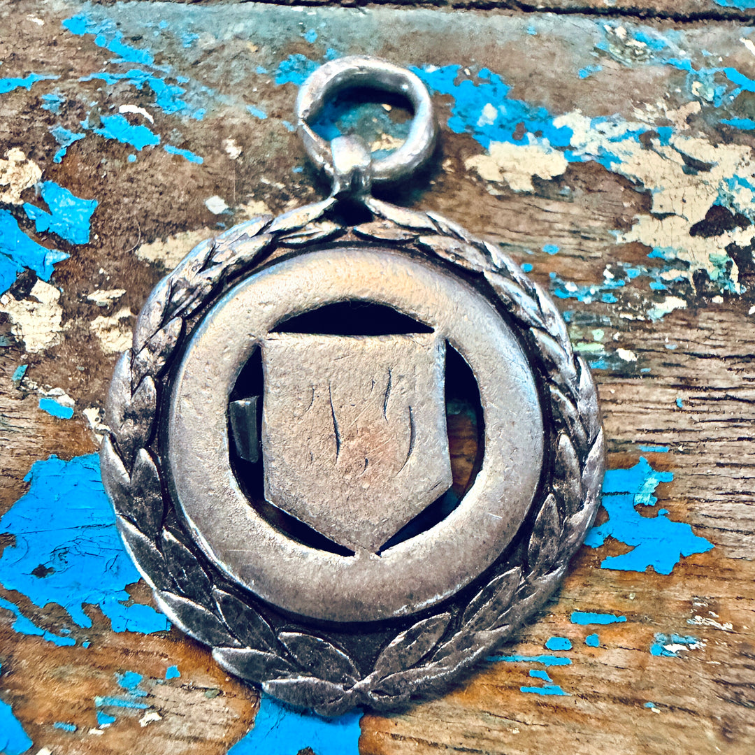 Very Time-Worn British Sterling Silver Crest Pendant